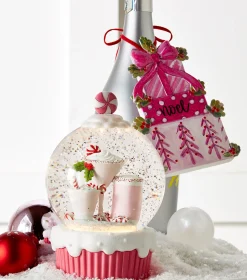 Raz Imports Raz 5" Lighted Peppermint Cocktail Cupcake with Swirling Glitter Christmas Snow Globe 4400768 Outlet