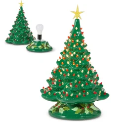 Raz Imports Raz 16.5" Lighted Vintage Green Ceramic Christmas Tree 4519223 Clearance