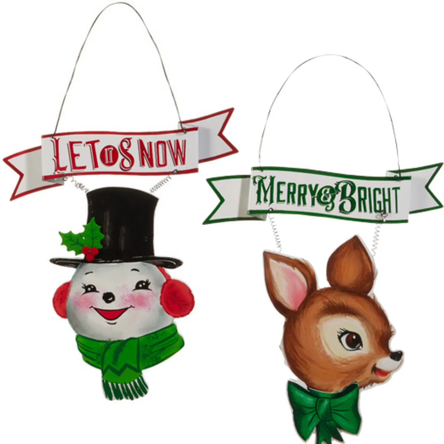 Raz Imports Raz 14" Metal and Wood Sparkle Snowman or Reindeer Christmas Sign Outlet