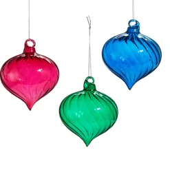 Raz Imports Raz 3.5" Multicolor Swirl Blown Glass Christmas Ornament 4523109 New