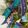 Raz Imports Raz 4" Navy Blue and Gold Holly Wired Christmas Ribbon R4427720 Sale