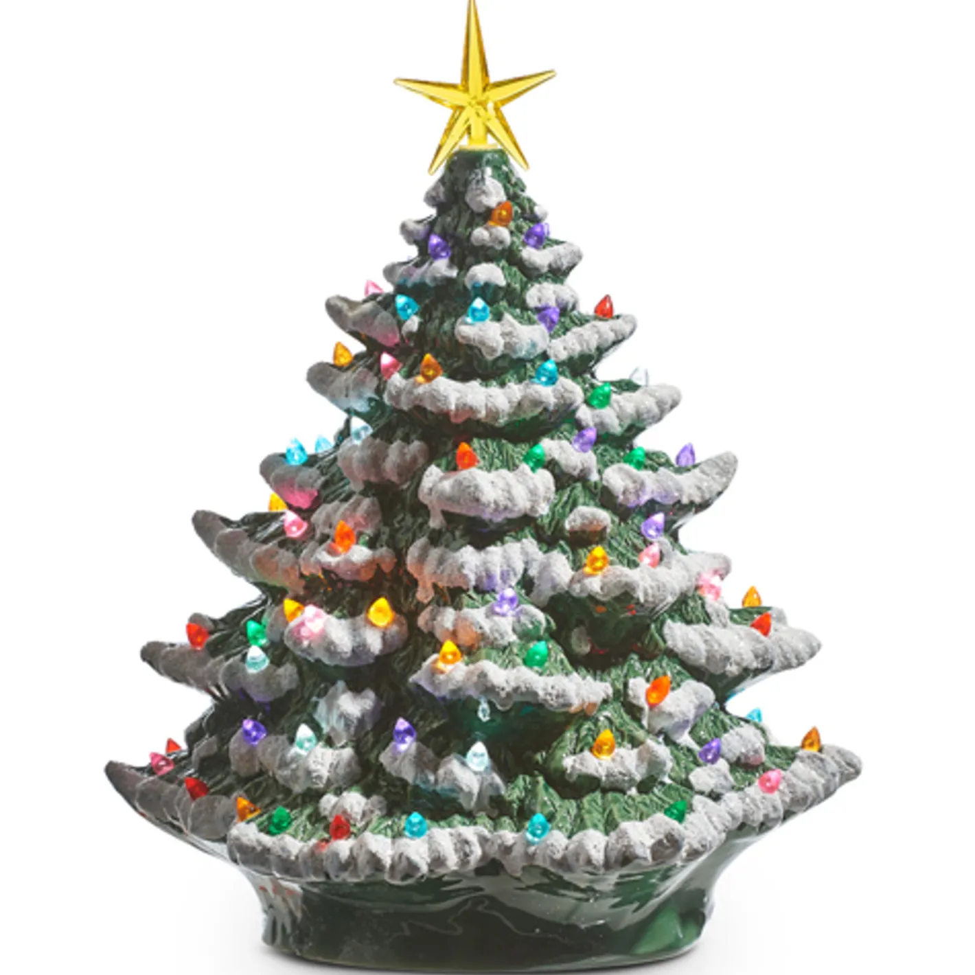 Raz Imports Raz 8" or 13" Battery Operated Lighted Vintage Ceramic Christmas Tree with Snow Tips