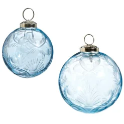 Raz Imports Raz 3" or 4" Etched Blue Glass Ball Christmas Ornament Outlet