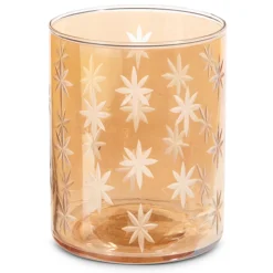 Raz Imports Raz 5" or 8" Etched Gold Star Glass Christmas Candle Holder or Container New