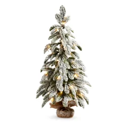 Raz Imports Raz 28" or 36" Flocked Pine Christmas Tree In Bag with Battery Operated Warm White Lights