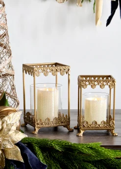 Raz Imports Raz 8" or 9.5" Gold Filigree Square Lantern Christmas Decoration Discount