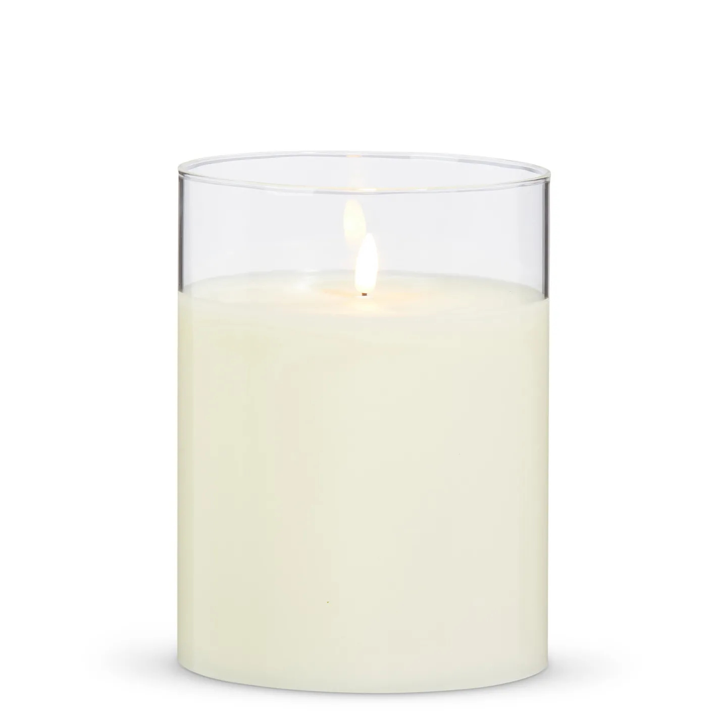 Raz Imports Raz 6" or 8" Ivory Pillar Battery Operated Flickering Candle In Clear Glass Best