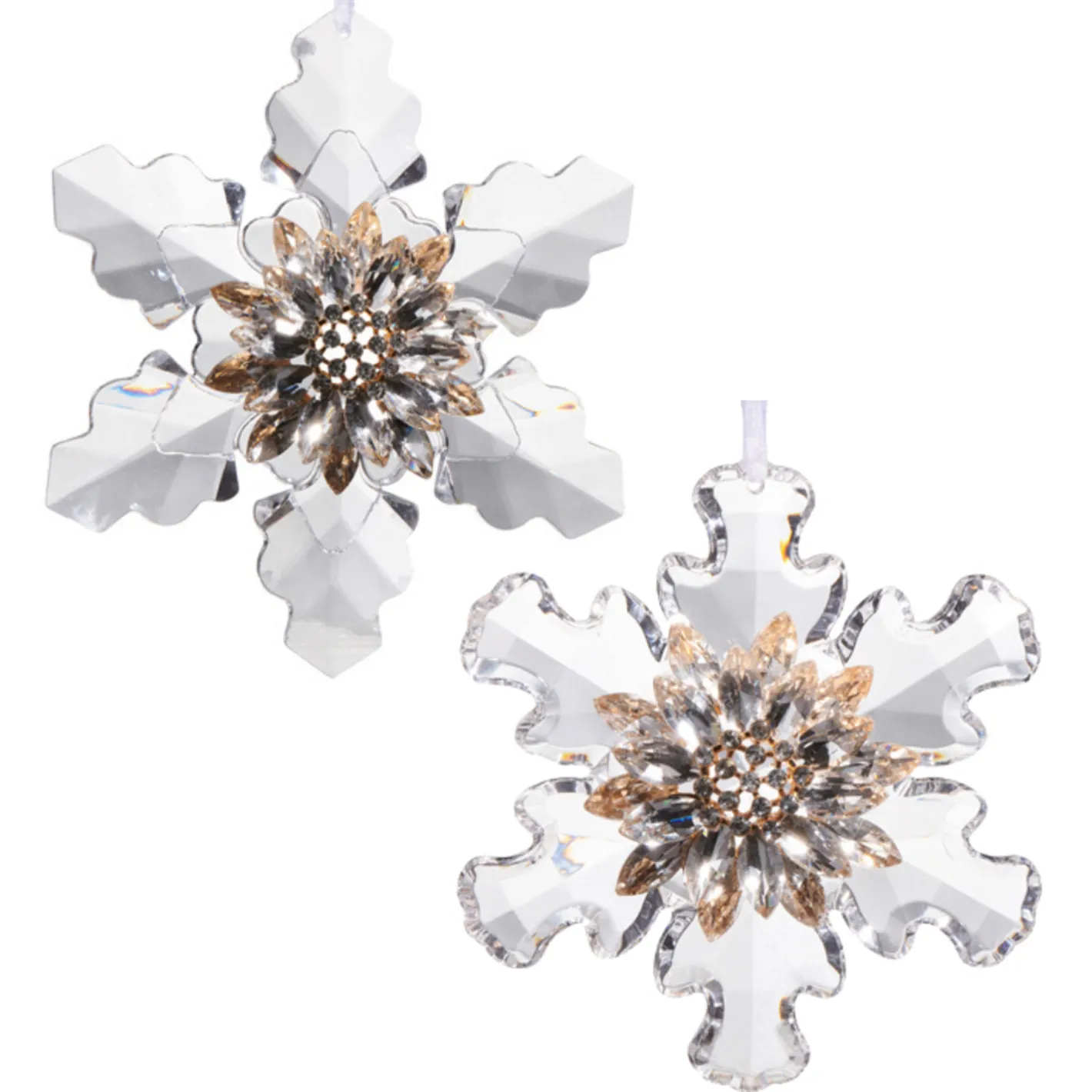 Raz Imports Raz 3.75" or 4.5" Jeweled Snowflake Brooch Christmas Ornament Outlet