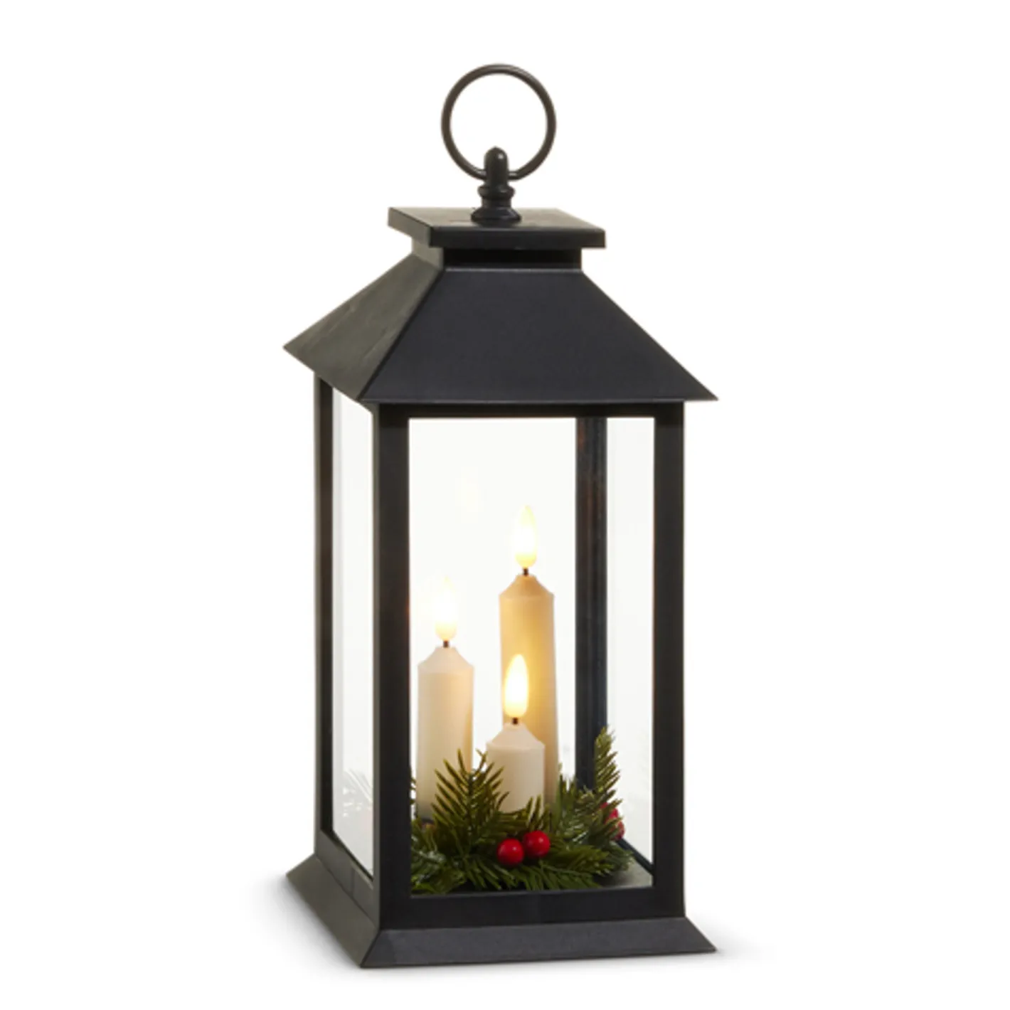 Raz Imports Raz 9.25" or 12" Lantern with Candles and Greenery Discount