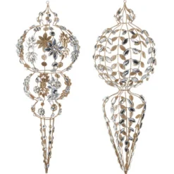 Raz Imports Raz 19" or 20" Large Champagne and Clear Jeweled Final Christmas Ornament