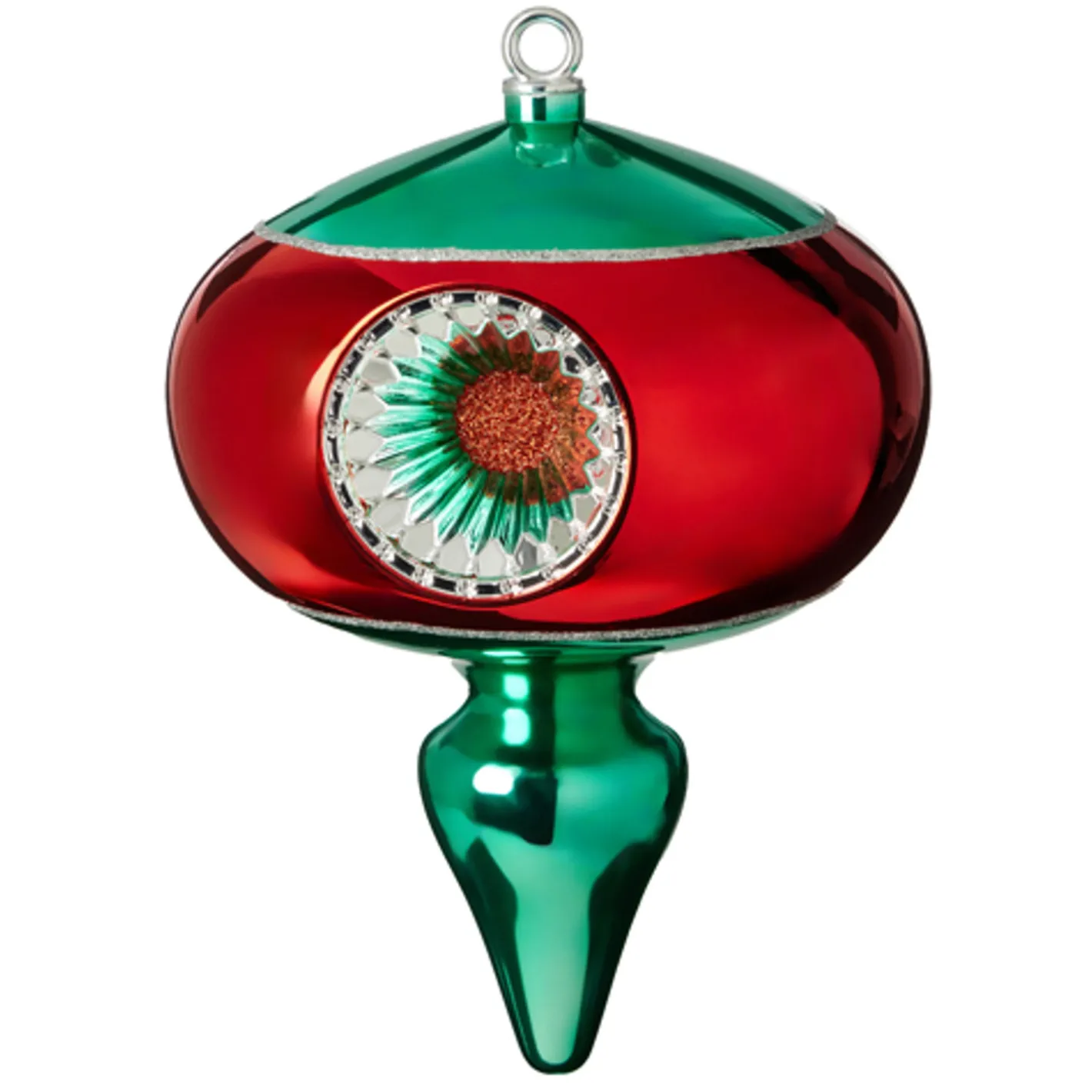 Raz Imports Raz 9.5" or 12" Large Red and Green Reflector Finial Christmas Ornament Online