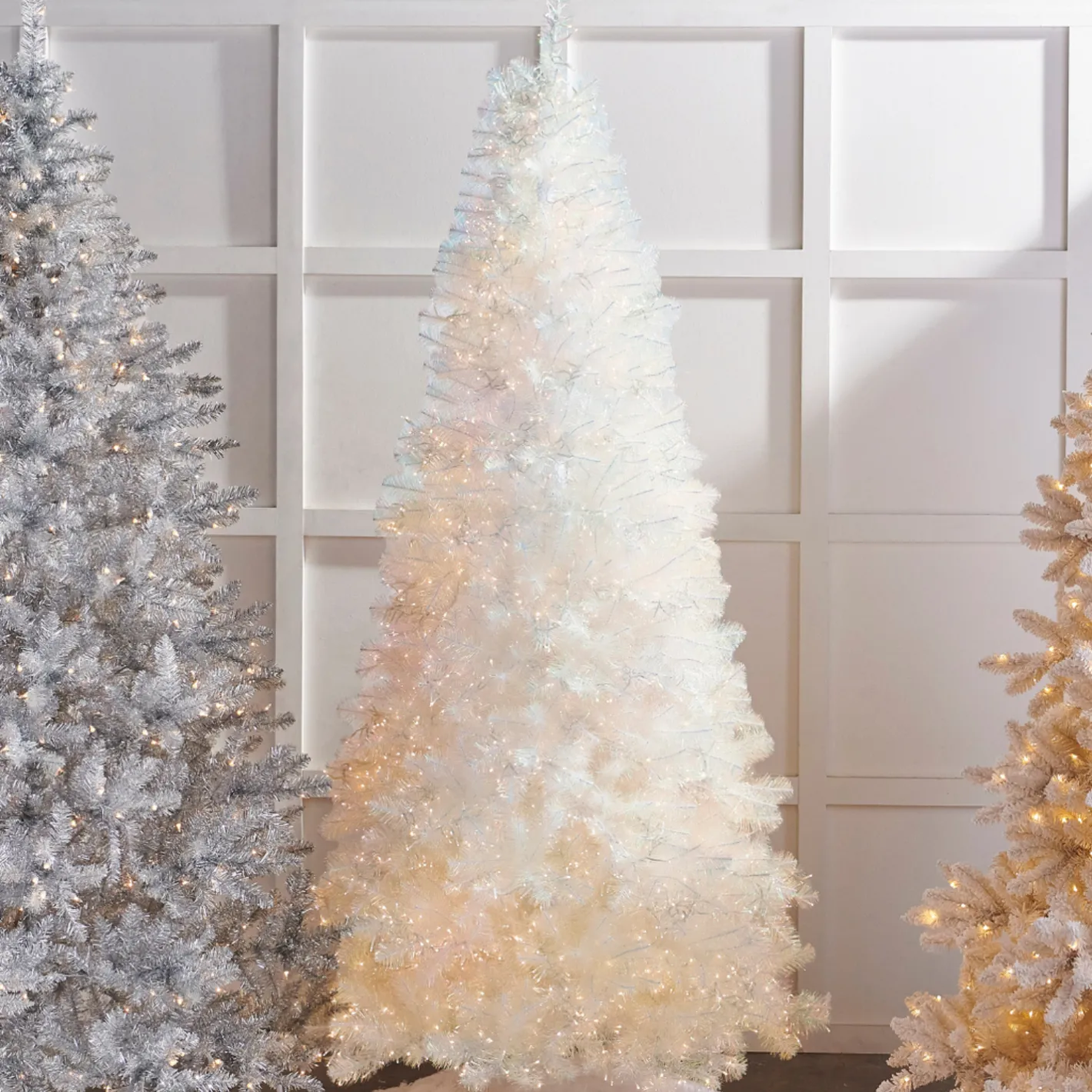 Raz Imports Raz 7.5' or 9' O Tannenbaum Crystal Iridescent White Pine Christmas Tree with Cluster LED Lights Hot