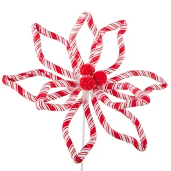 Raz Imports Raz 16.5" or 24.5" Peppermint Floral Poinsettia Christmas Tree Pick New