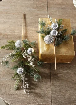 Raz Imports Raz 16" or 27" Pine and Berry with Silver Ball Ornament Christmas Tree Spray Discount