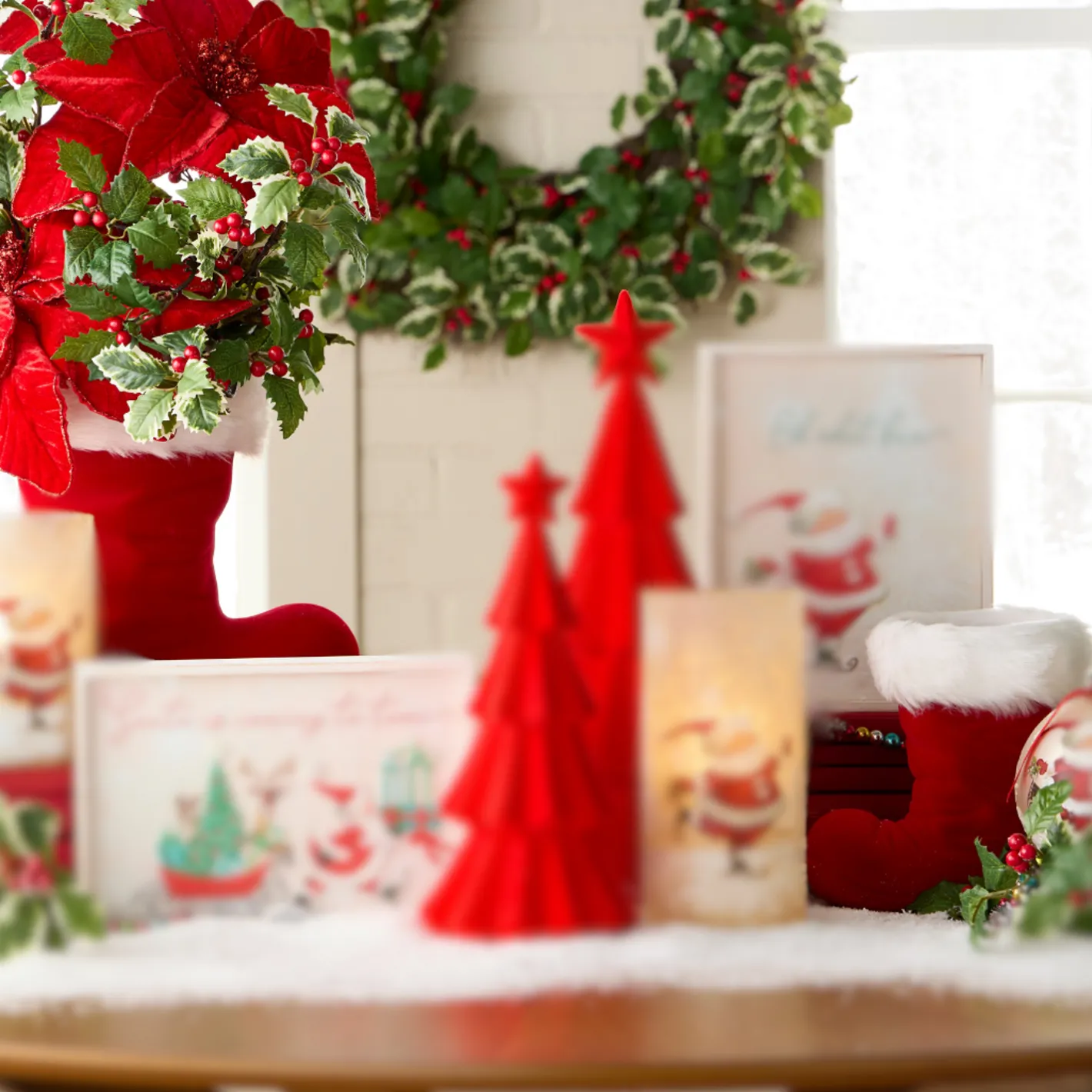 Raz Imports Raz 7.5" or 10.5" Red Flocked Santa Boot Christmas Decoration Hot