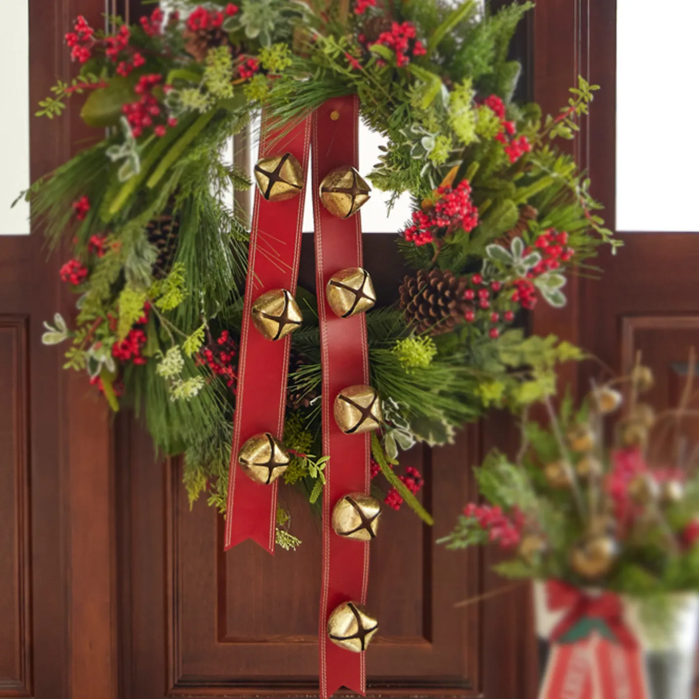 Raz Imports Raz 24" or 32" Red Sleigh Bell Door Hanger Christmas Decoration Sale