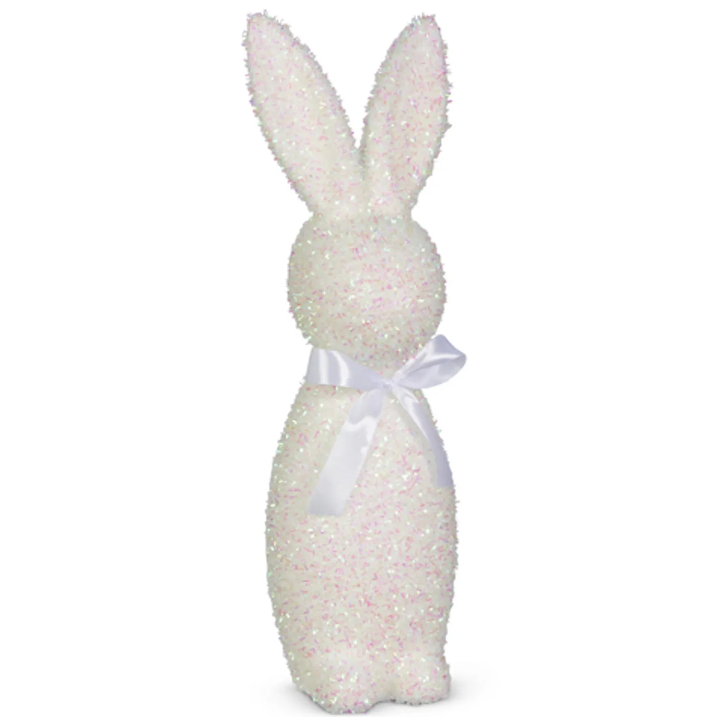 Raz Imports Raz 12" or 16" White or Pink Iridescent Flocked Easter Bunny Figures