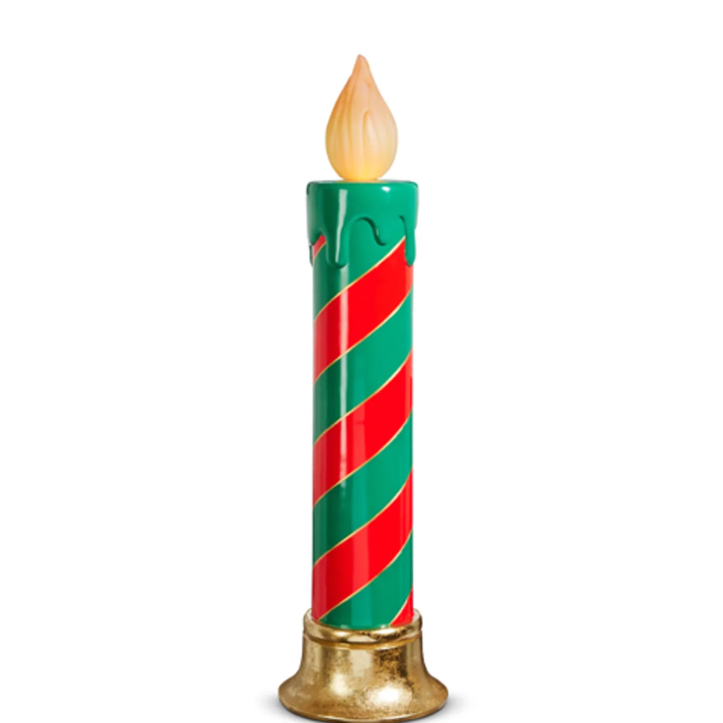 Raz Imports Raz 29" or 38"Large Red and Green Striped Lighted Candle Christmas Decoration