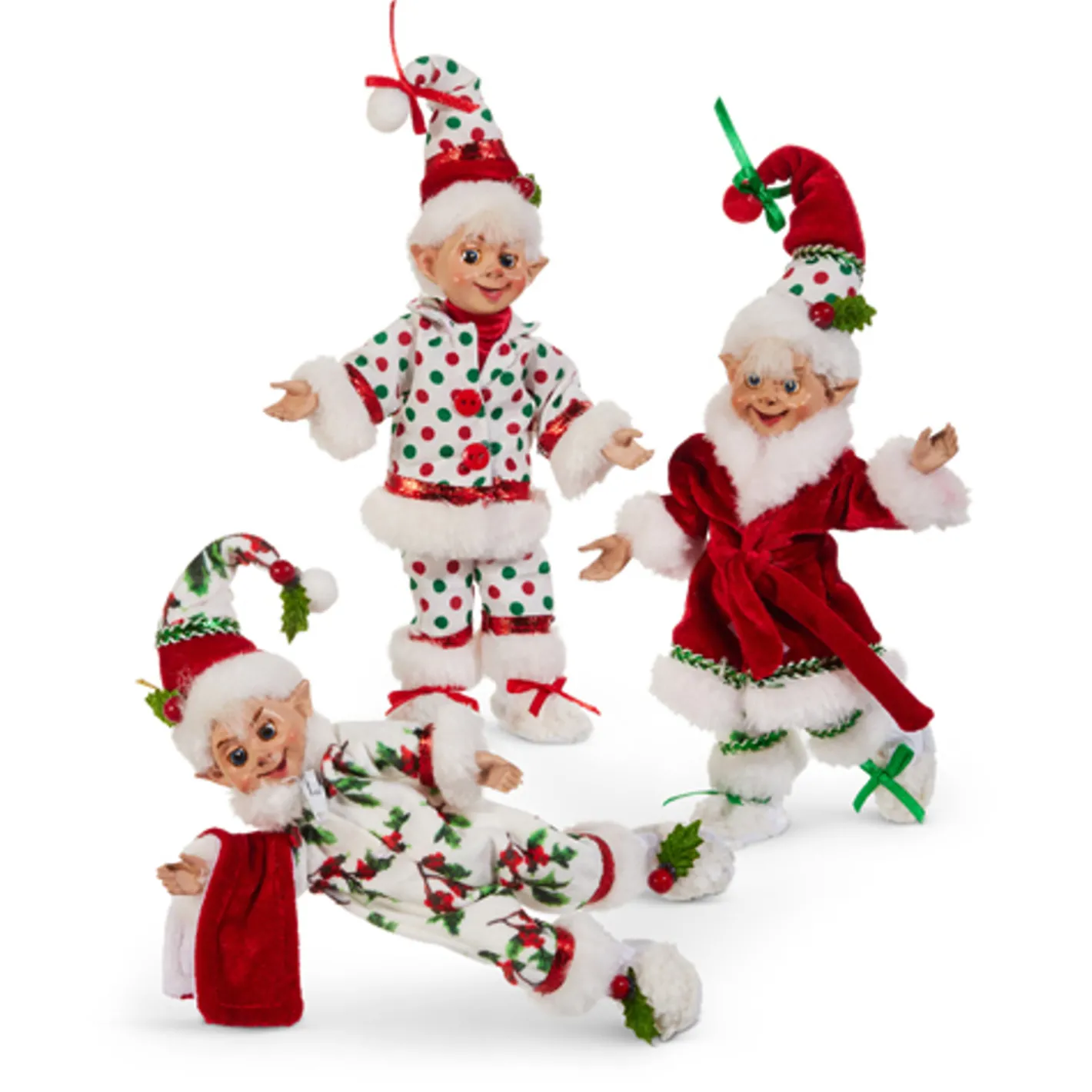 Raz Imports Raz 7" Pajama Party Posable Elf Christmas Figure 4502424 New