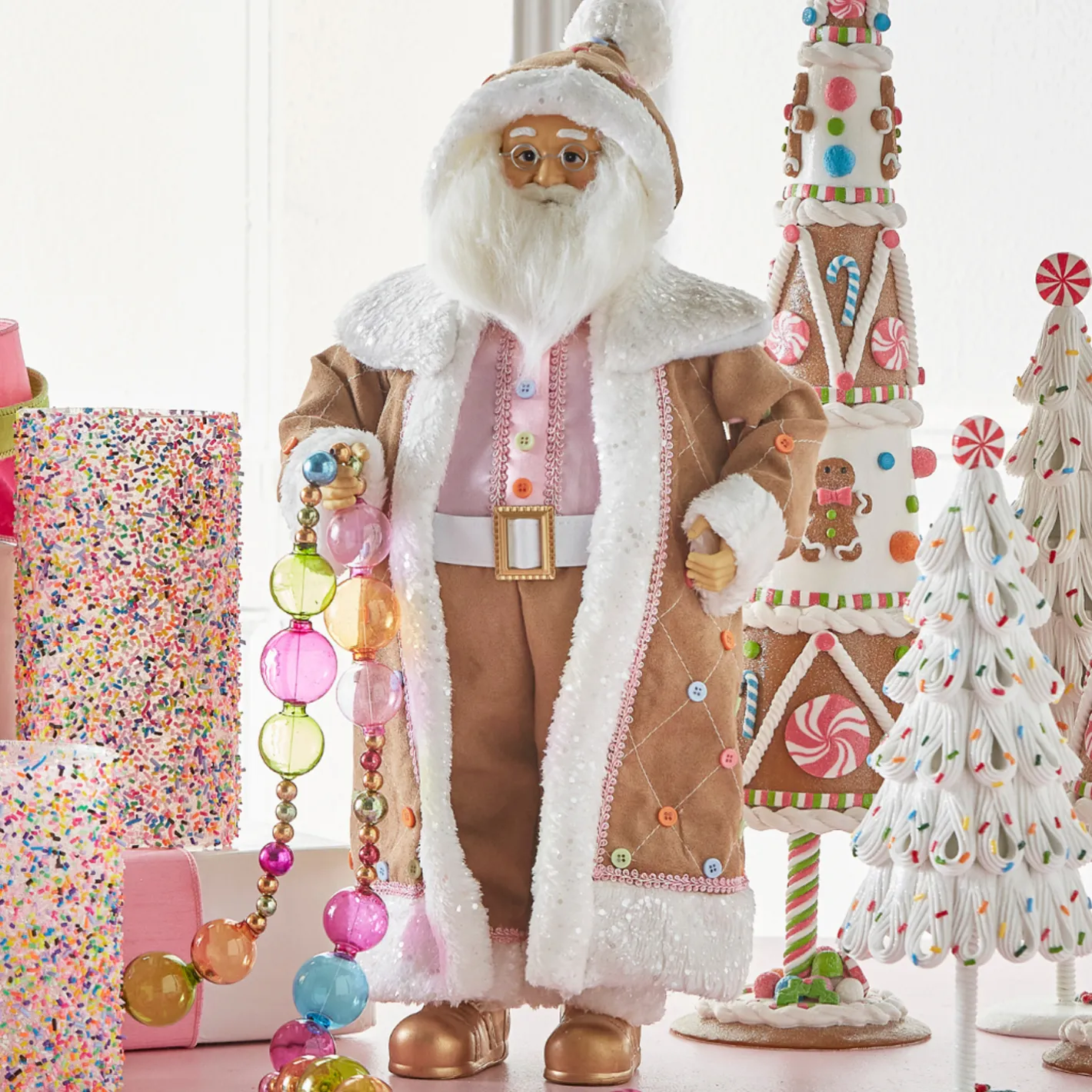Raz Imports Raz 18" Pastel Gingerbread Santa Christmas Figure 4515536 Clearance