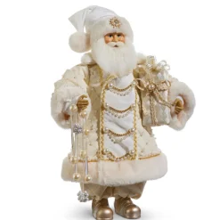 Raz Imports Raz 18" Pearl and Jewel Champagne Santa Christmas Figure 4415583 Outlet