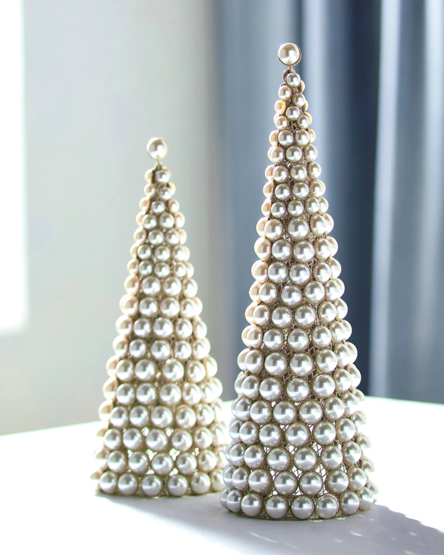 Raz Imports Raz 15.5" Pearl Cone Trees Christmas Decoration Set of 2 4316164 Discount