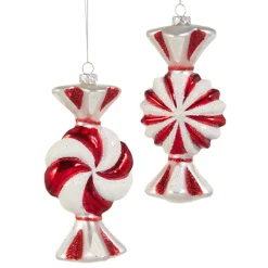 Raz Imports Raz 5.5" Peppermint Candy Glass Christmas Ornaments Set of 2 4520062 Hot