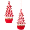 Raz Imports Raz 6.75" Peppermint Ribbon Tree Christmas Ornament Set of 2 4516448