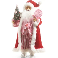 Raz Imports Raz 18" Peppermint Swirl Santa Christmas Figure with Pink Vest 4315531 Online