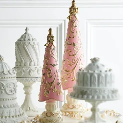 Raz Imports Raz 17" Pink and Gold Scroll Pattern Christmas Tree Figures Set of 2 4511621 New