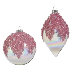 Raz Imports Raz 4" Pink Beaded Iridescent Glass Christmas Ornament 4422913 Discount