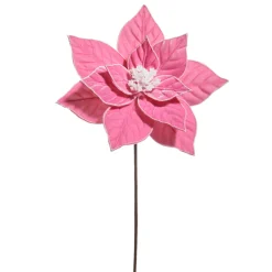 Raz Imports Raz 22" Pink Glitter Trim Poinsettia Christmas Tree Pick F4531083 Sale