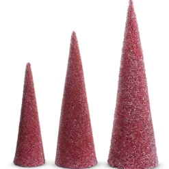 Raz Imports Raz 18.5" Pink Glittered Cone Tree Christmas Decoration 4554035