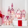 Raz Imports Raz 9.25" Pink Lighted Glittered Christmas House 4412500