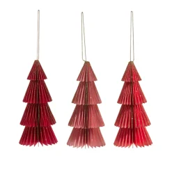 Raz Imports Raz 6" Pink Paper Christmas Tree Ornaments Set of 3 4416376 New