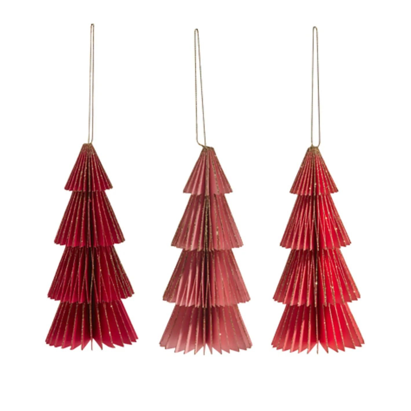 Raz Imports Raz 6" Pink Paper Christmas Tree Ornaments Set of 3 4416376 New