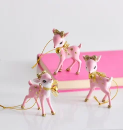 Raz Imports Raz 3" Pink Retro Deer Christmas Ornament Set Of 3 4457653 Hot