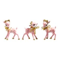 Raz Imports Raz 3" Pink Retro Deer Christmas Ornament Set Of 3 4457653 Hot
