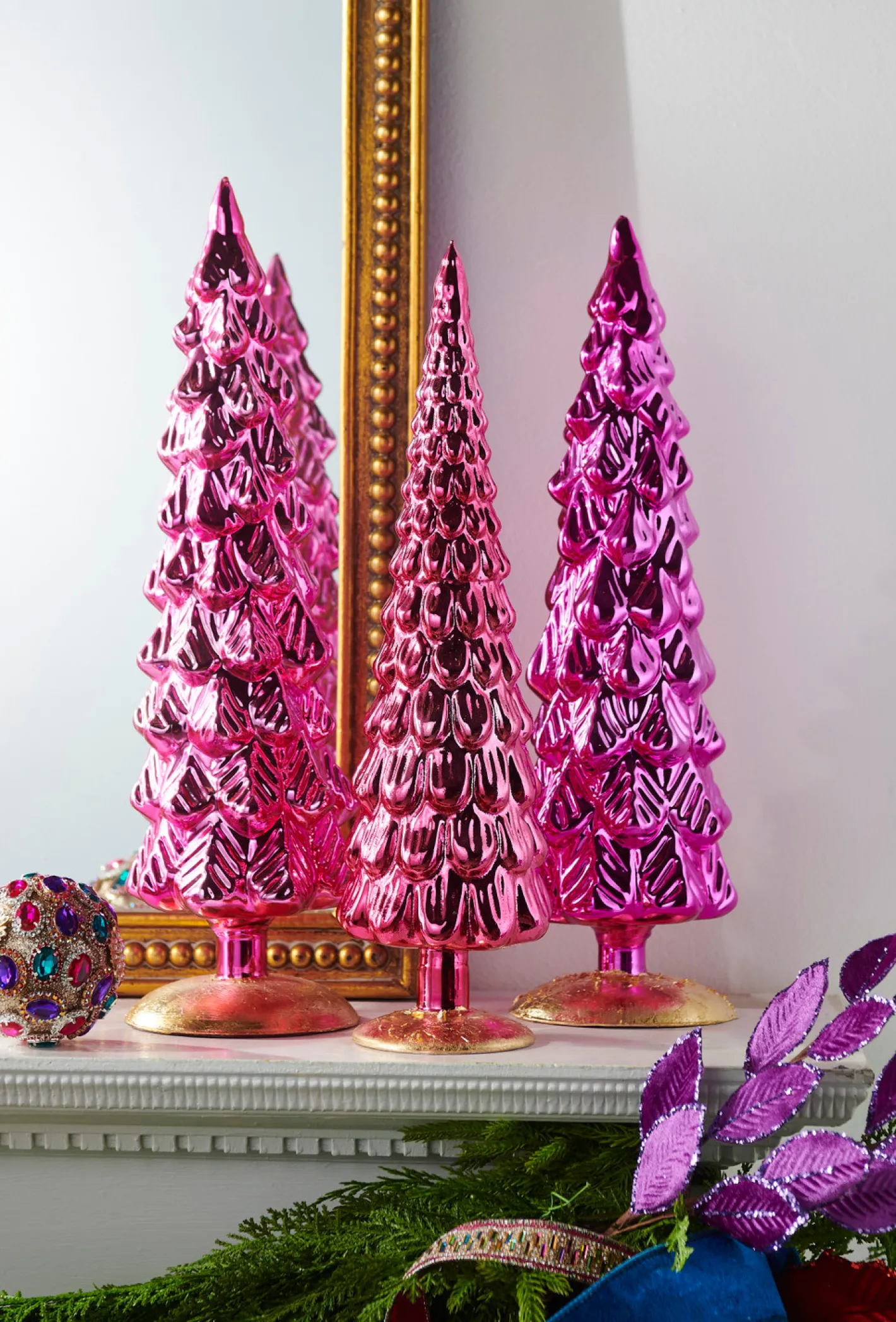 Raz Imports Raz 18" Pink Tone Glass Christmas Trees Decoration 4523176 Sale