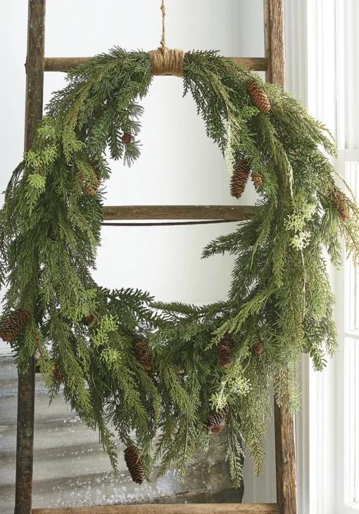 Raz Imports Raz 30" Real Feel Oval Cedar and Pinecone Christmas Wreath W4011591 Sale