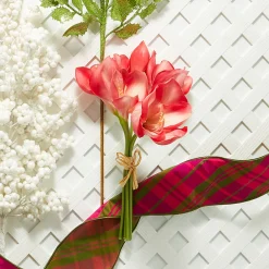 Raz Imports Raz 12.5" Real Feel Pink Amaryllis Bundle Christmas Tree Accessory F4302309