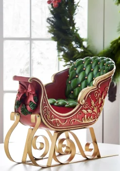 Raz Imports Raz 22" Red and Gold Metal Sleigh Christmas Figure 4310180