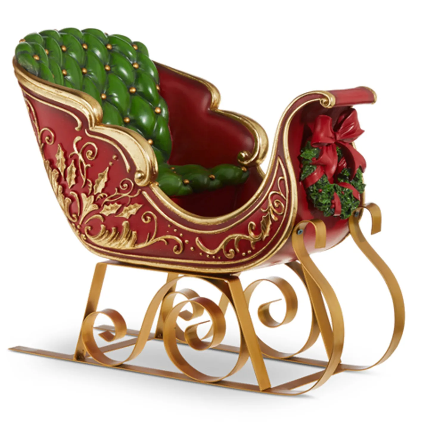 Raz Imports Raz 22" Red and Gold Metal Sleigh Christmas Figure 4310180