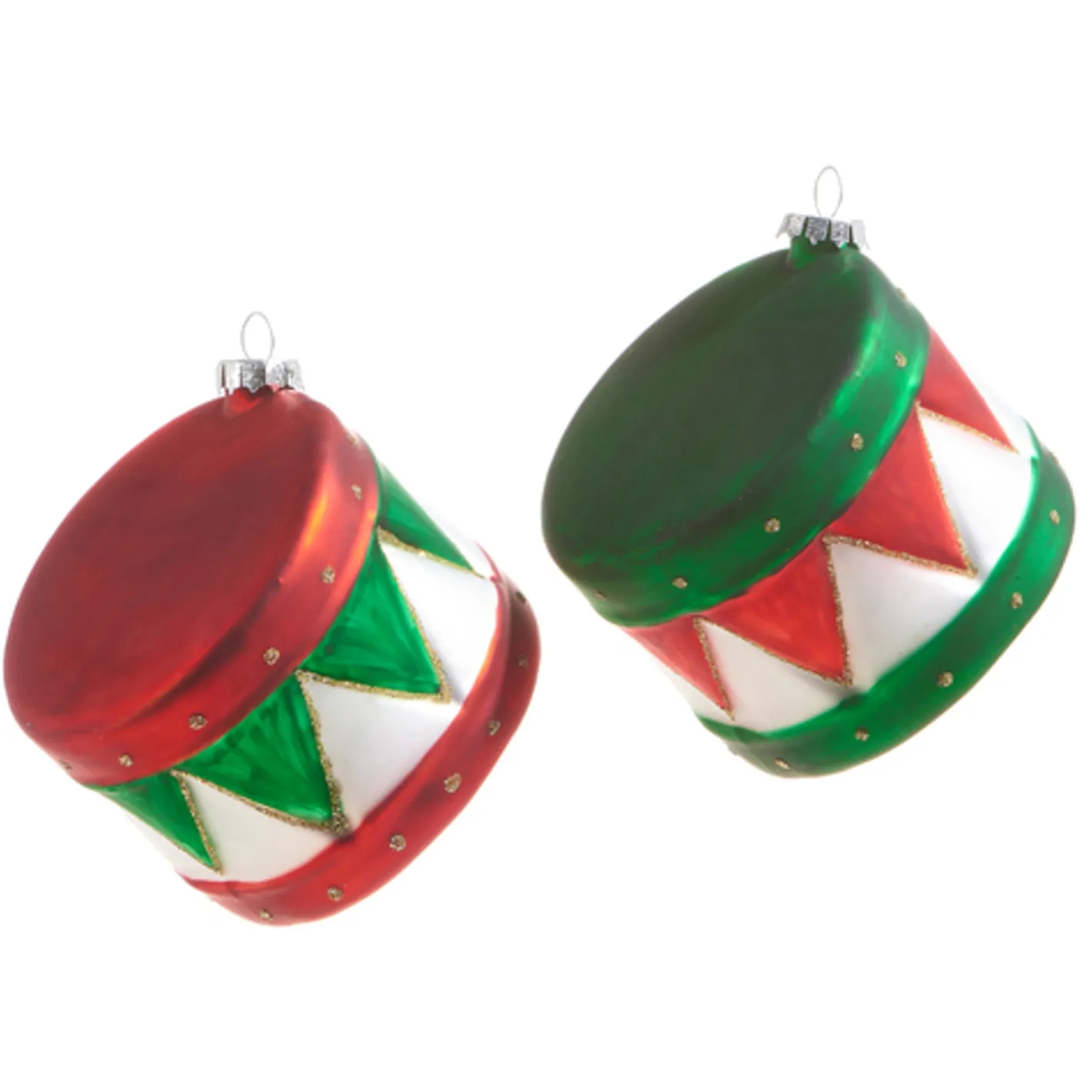 Raz Imports Raz 3.5" Red and Green Drum Glass Christmas Ornament 4322900 New