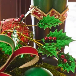 Raz Imports Raz 24.5" Red and Green Foil Holly Christmas Tree Spray F4502413