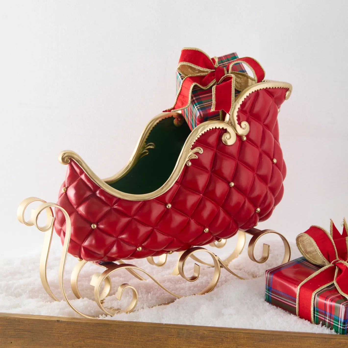 Raz Imports Raz 14" Red and Green Sleigh Christmas Decoration 4512220 Sale