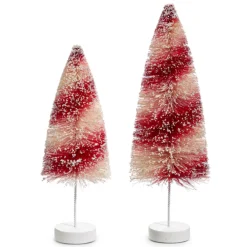 Raz Imports Raz 12" Red and White Bottle Brush Tree Set Christmas Decoration 4420040 Online