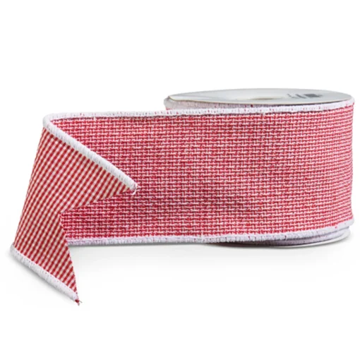 Raz Imports Raz 4" Red and White Plaid and Striped Wired Christmas Ribbon R4527814 Hot