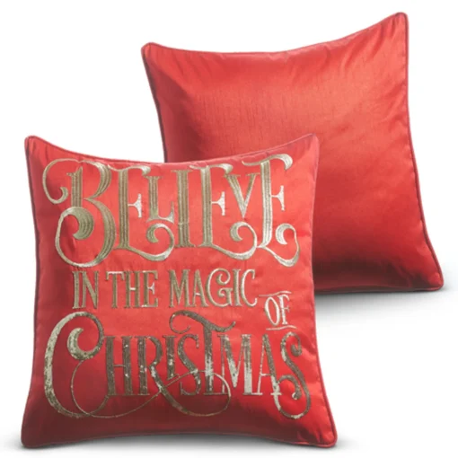 Raz Imports Raz 18" Red Believe Christmas Pillow 4327709