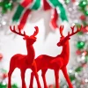 Raz Imports Raz 13" Red Flocked Deer Figure Set of 2 4432754 Sale